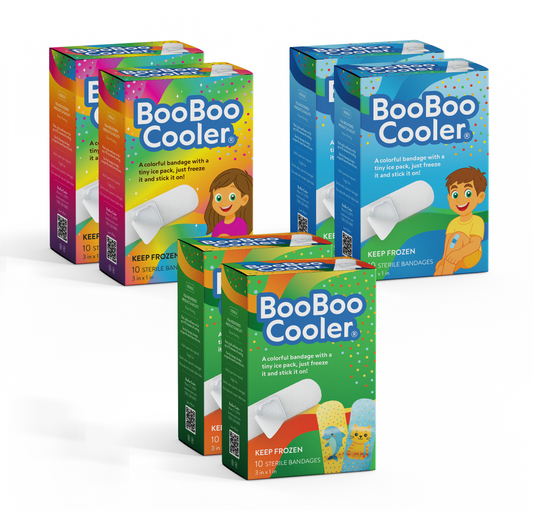 BooBoo Cooler Family Pack — 6 boxes of assorted kids' cooling ice pack bandages
