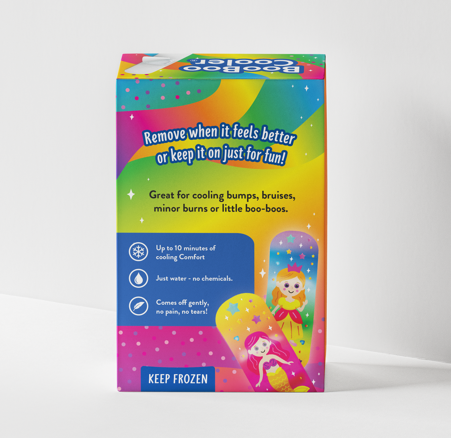 Back of the Rainbow Magic BooBoo Cooler box showing product information