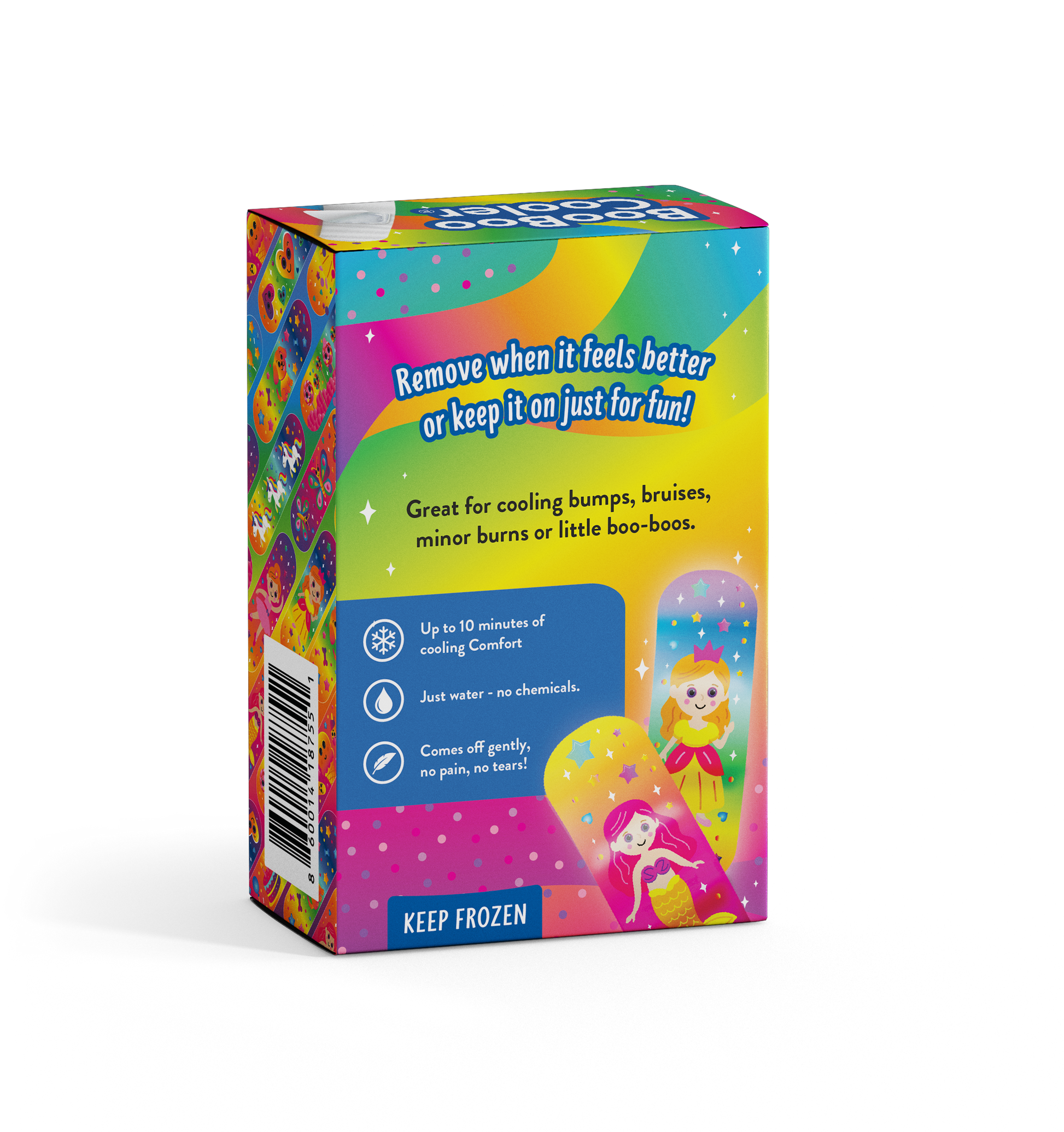 Back of the Rainbow Magic BooBoo Cooler box with usage and storage details