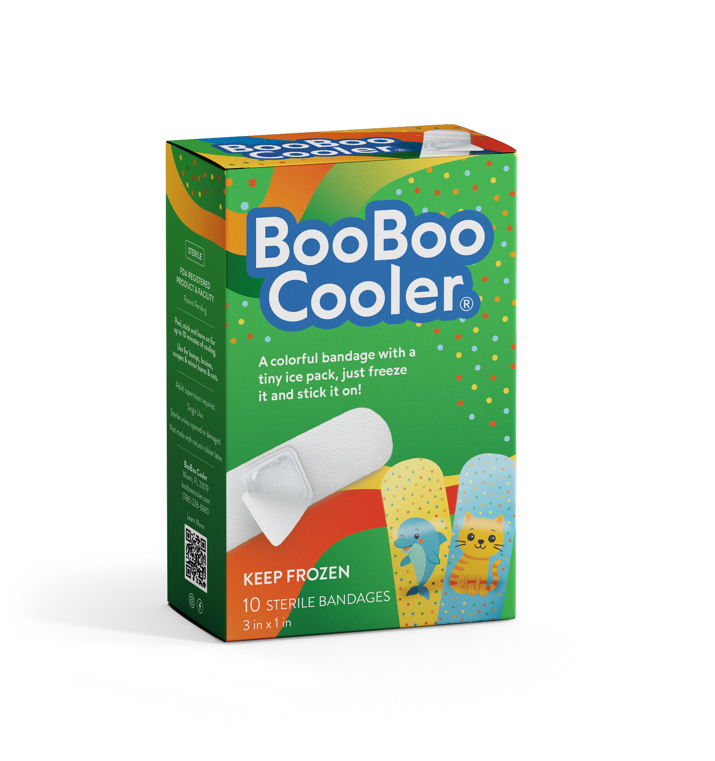 Animal Pack BooBoo Cooler box front, toddlers' cooling bandage packaging