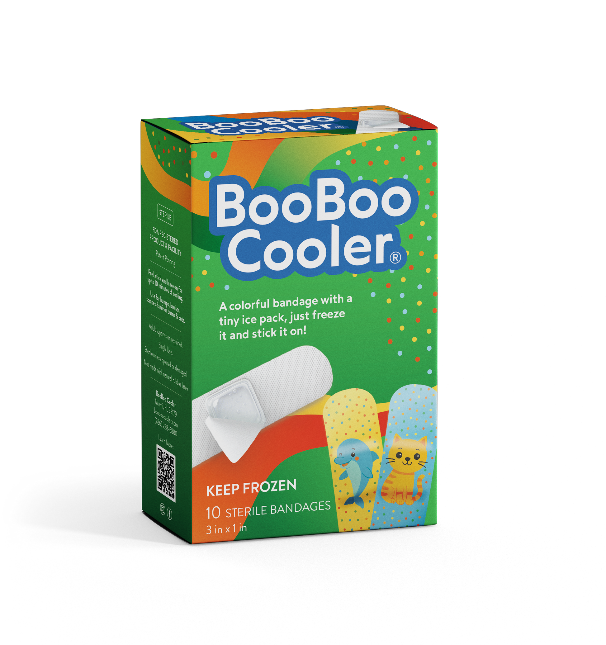 Animal Pack BooBoo Cooler box front, toddlers' cooling bandage packaging