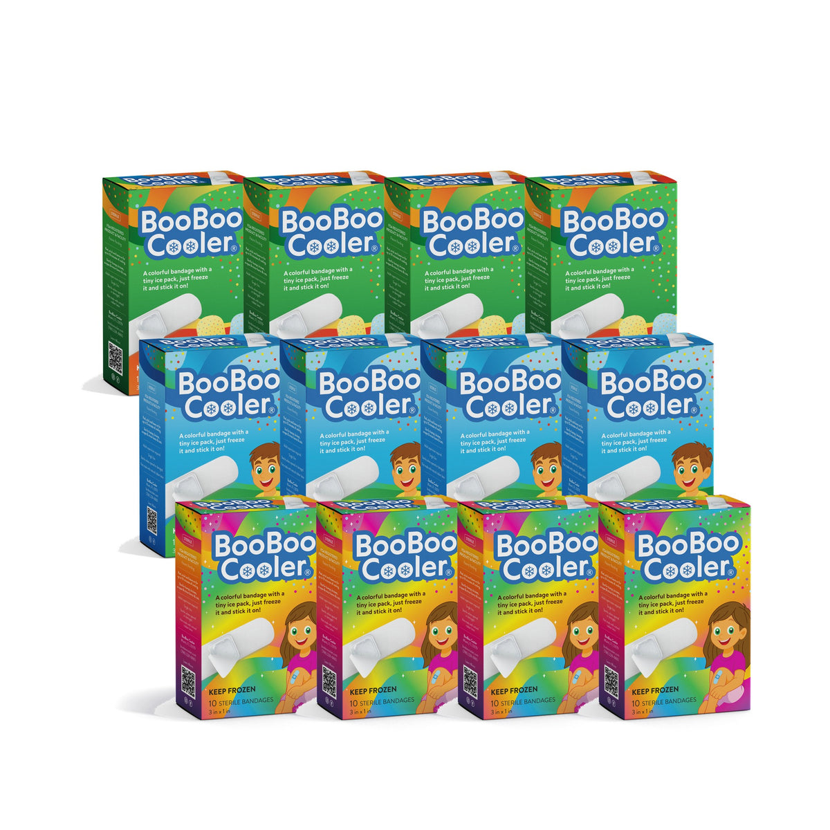 BooBoo Cooler 12-Pack: four boxes each of Rainbow Magic, Action Chill and Animal Pack