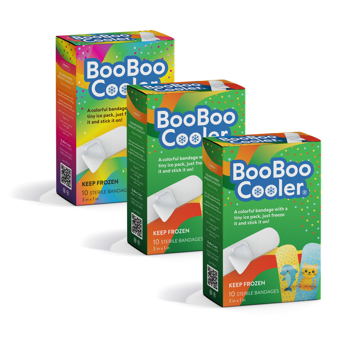 Two BooBoo Cooler Animal Pack boxes and one Rainbow Magic box
