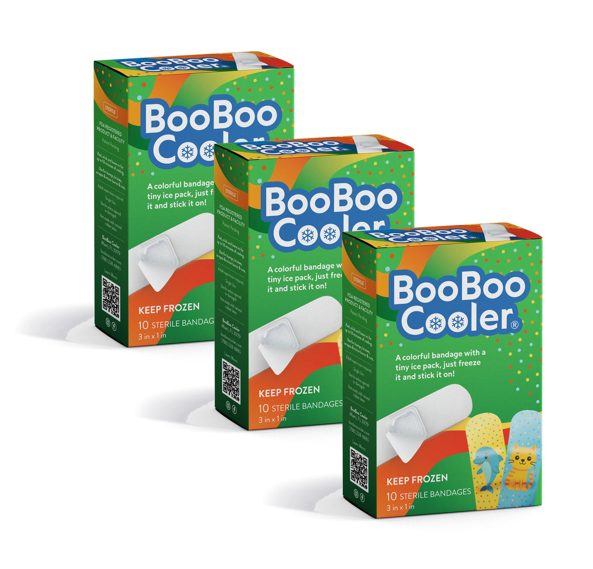 Three BooBoo Cooler Animal Pack boxes