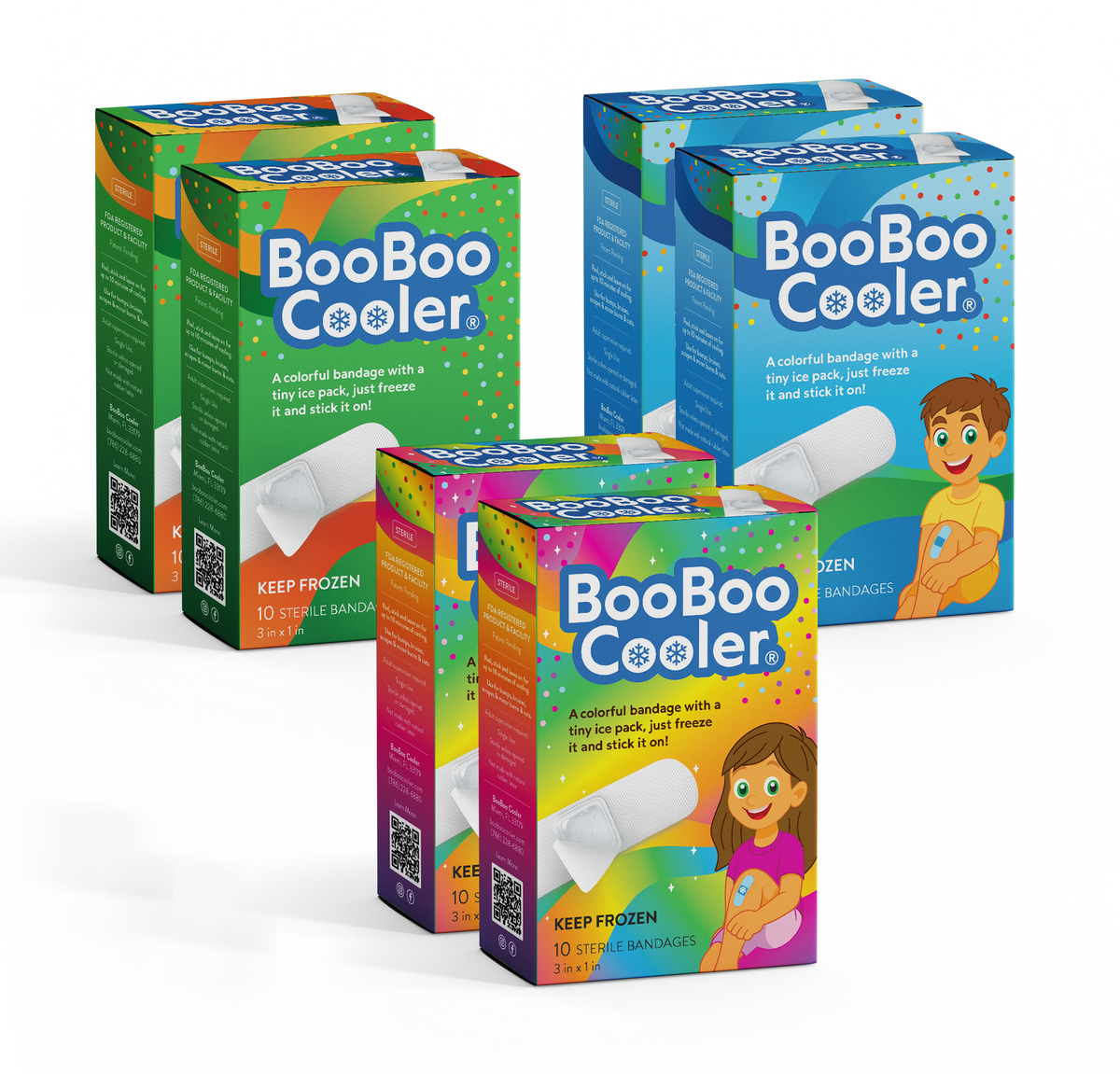 BooBoo Cooler family pack of six kids cooling bandage boxes