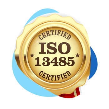 ISO 13485 certification seal on a white background